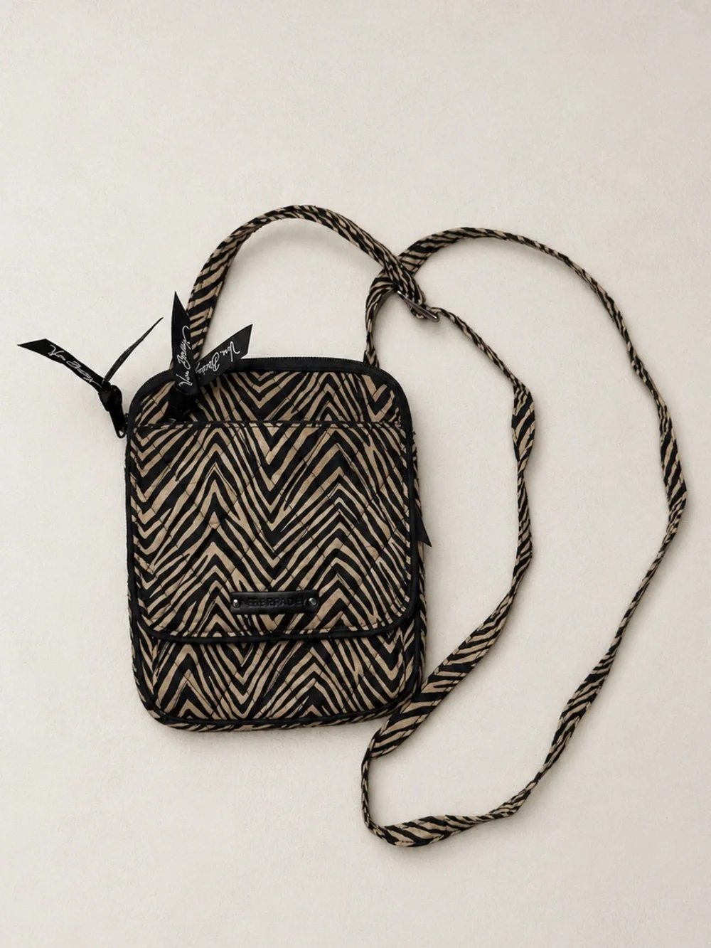 Vera Bradley Retired  Pattern Little Hipster Crossbody Bag Zebra Black Tan